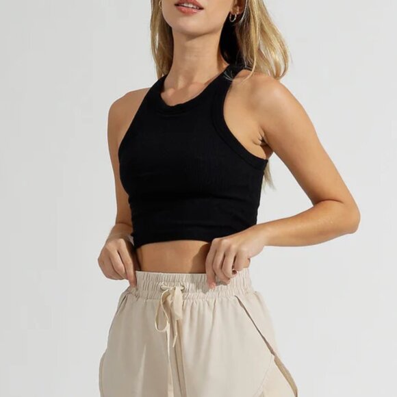 Buffbunny Ribbed Tank Top seamless crop womens Black (medium) workout athleisure - Picture 1 of 8